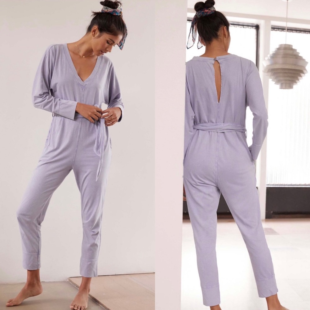 NWT Anthropologie | Lavender Comfy Knit Jumpsuit Size Large